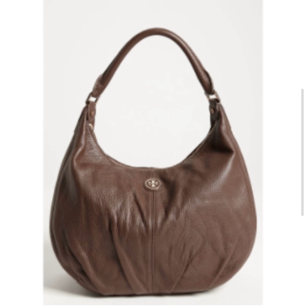 Tory Burch Dakota Hobo Bag Brown Pebbled Leather